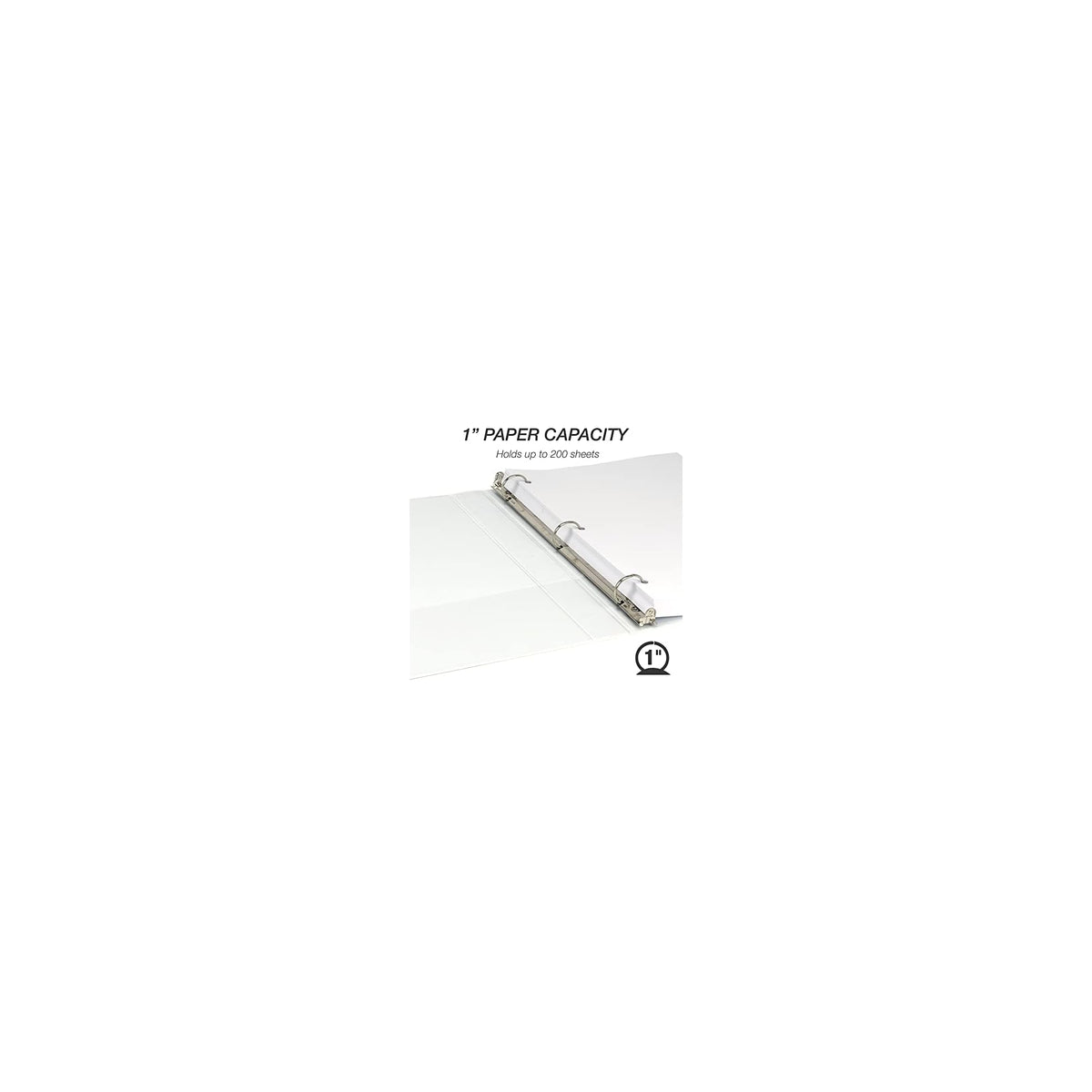Samsill 1 Inch 3 Ring Binders, Made in USA, Economy Round Ring, Clear View Cover, 200 Sheet Capacity - for School, Home, Office - White, 12 Pack