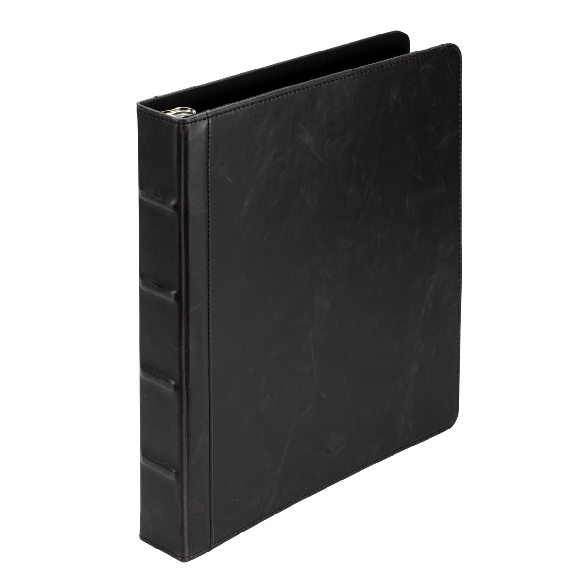 Samsill Vintage Leather Binder, 1 Inch Round Ring (Holds 200 Sheets), Letter Size 8.5x11 Documents, Professional Organizer Portfolio, No Zipper, Black