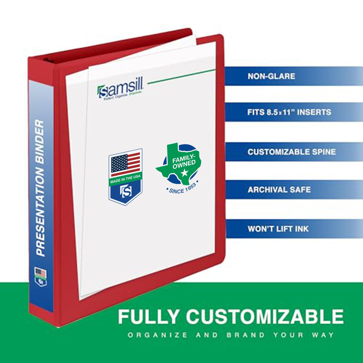 Samsill 1.5 Inch 3 Ring Binders, Made in USA, Economy Round Ring, Clear View Cover, 325 Sheet Capacity - for School, Home, Office - Red, 4 Pack