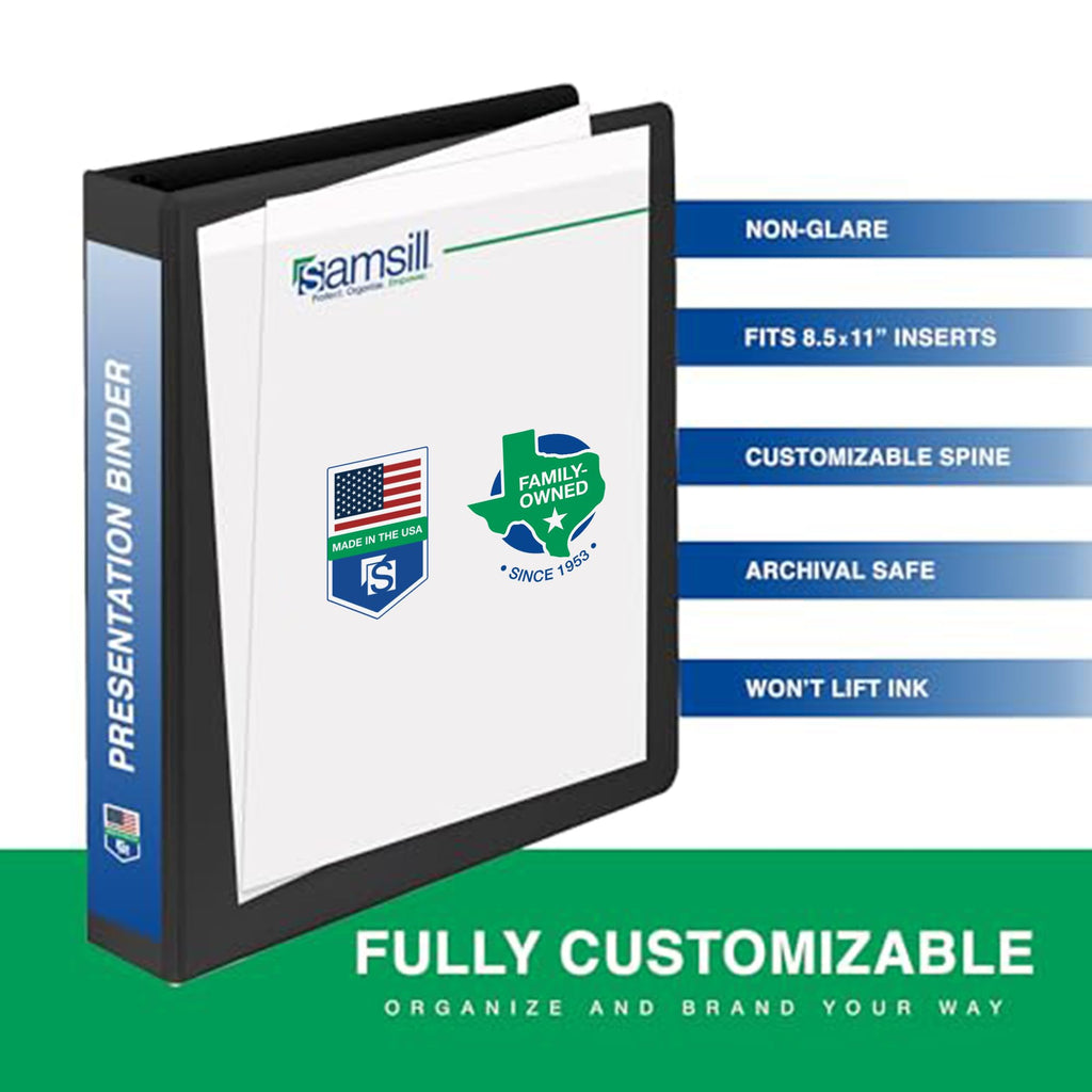 Samsill 1 Inch 3 Ring Binders, Made in USA, Economy Round Ring, Clear View Cover, 200 Sheet Capacity - for School, Home, Office - Black, 24 Pack
