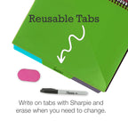 Samsill 2 Pack Deluxe 24 Pocket Spiral Project Organizer with Inner Zipper Pouch, Customizable Front Cover, 12 Dividers with Erasable Write-On Tabs in Fashion Colors, Plastic Folders with Pockets