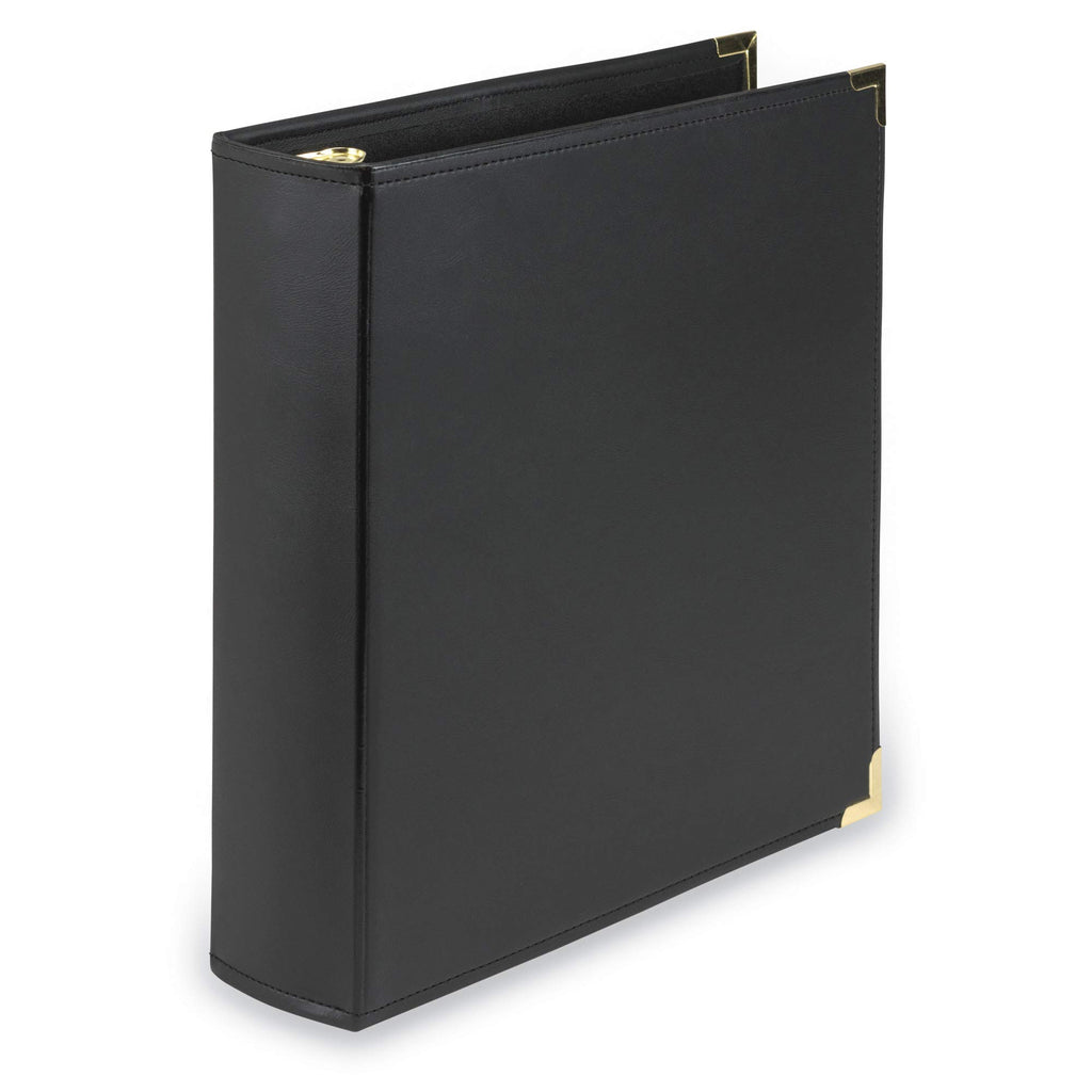 Samsill Classic Collection Executive Presentation 3 Ring Binder/Portfolio Binder, 2 Inch Binder, Brass Round Ring (Holds 425 Sheets), Black