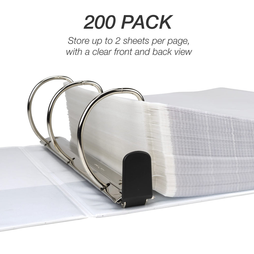 Samsill 200 Pack Sheet Protectors, 8.5x11 Inch Page Protectors for 3 Ring Binder, Standard Weight, Non-Glare Protector, Letter Size, Top Loading, Acid Free