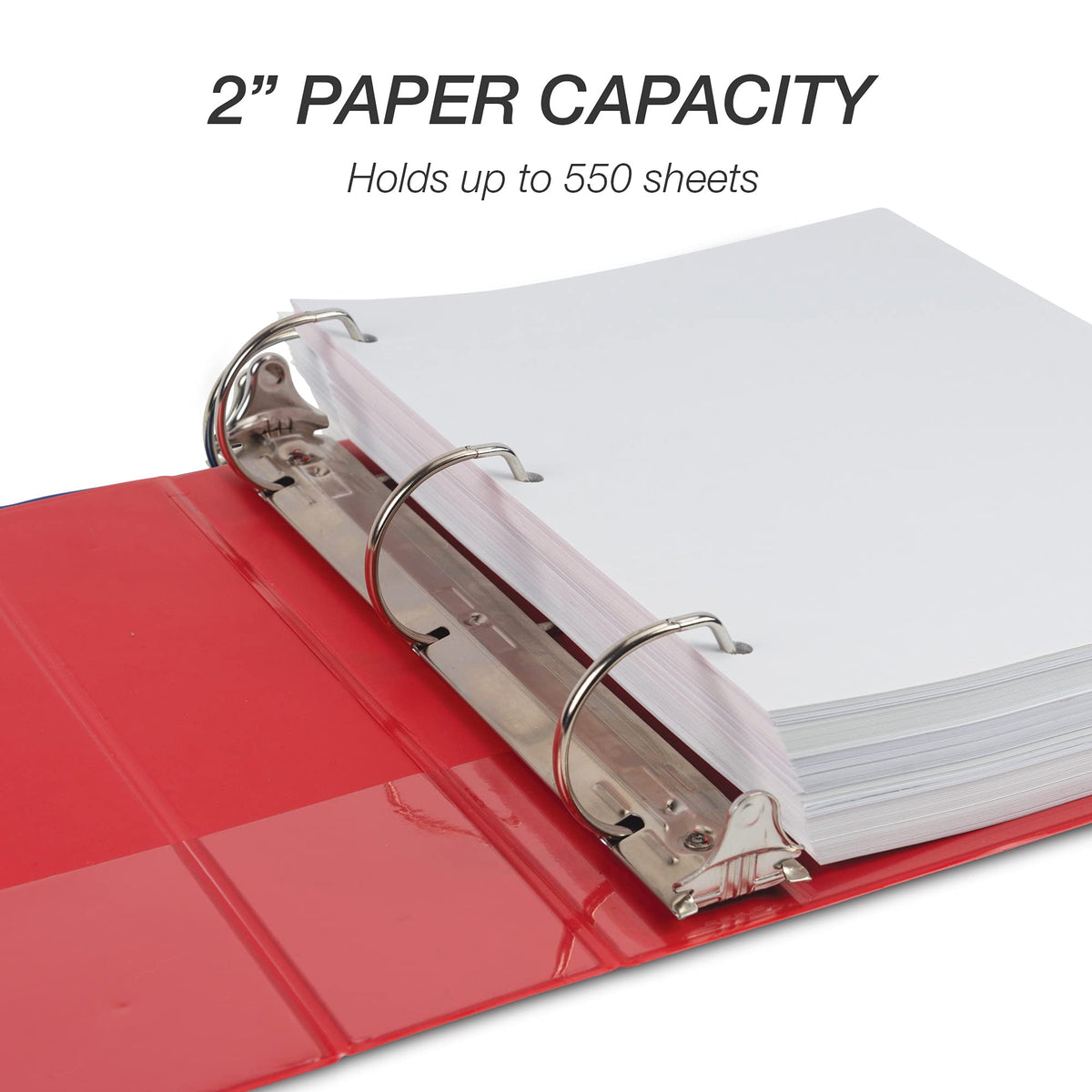 Samsill Durable 2 inch 3 Ring Binder, D Ring Binder, 100% Recycled Chipboard, Red
