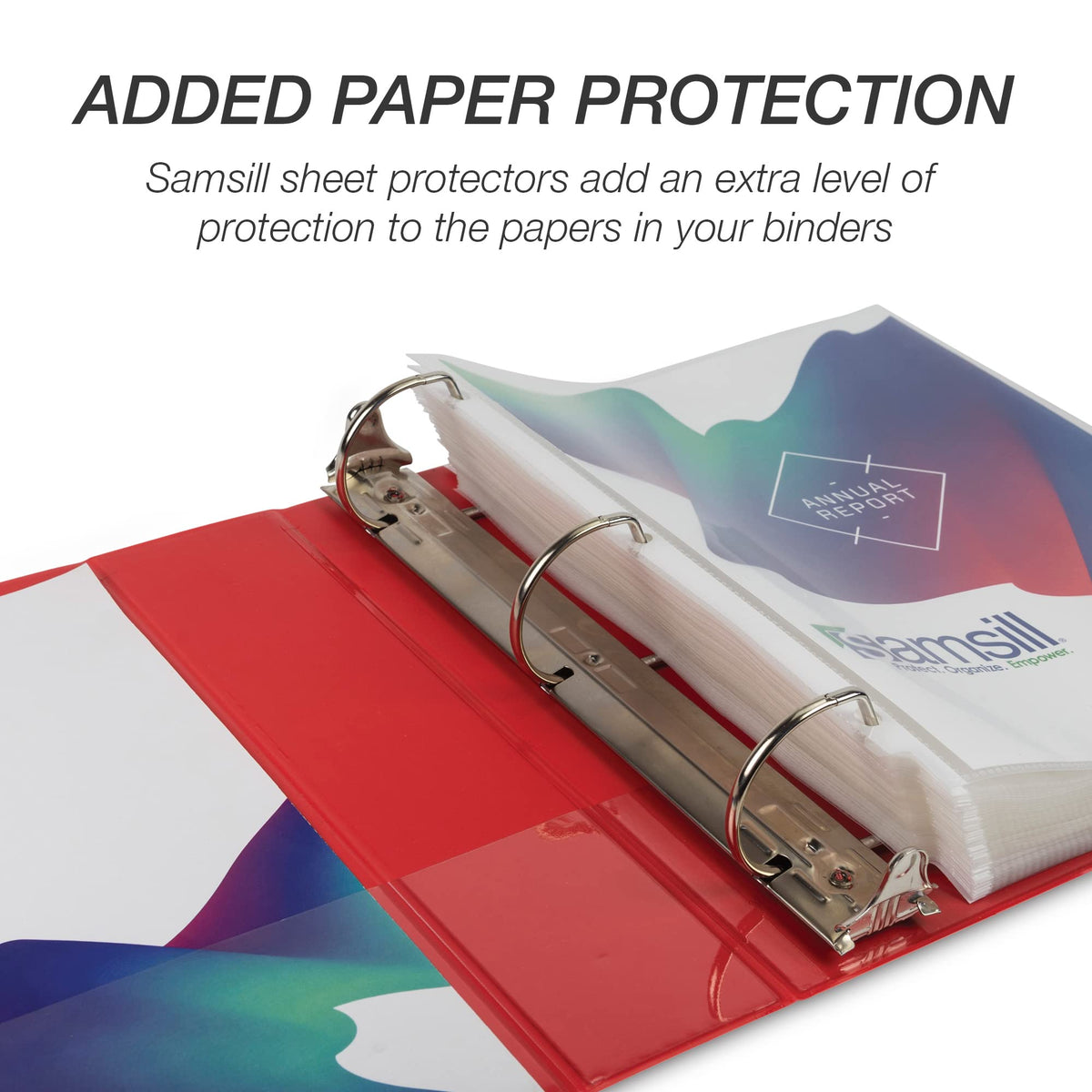 Samsill Durable 3 inch 3 Ring Binder, D Ring Binder, 100% Recycled Chipboard, Red