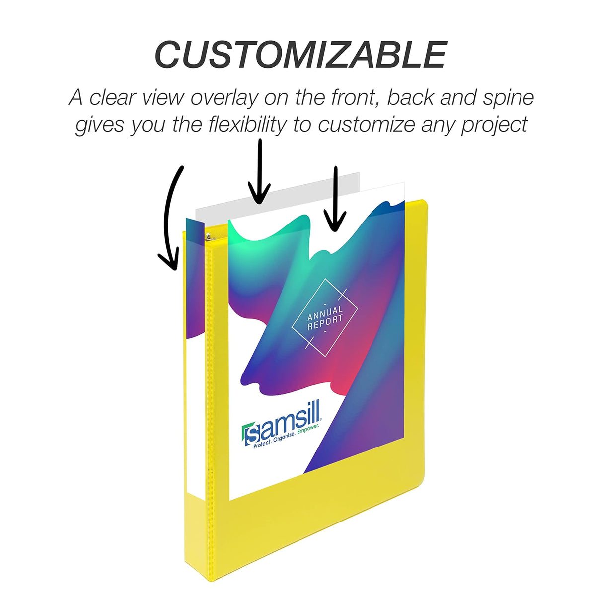 Samsill Durable 1 inch 3 Ring Binder, Made in USA, D Ring Binder, 100% Recycled Chipboard, Yellow, 12 Pack