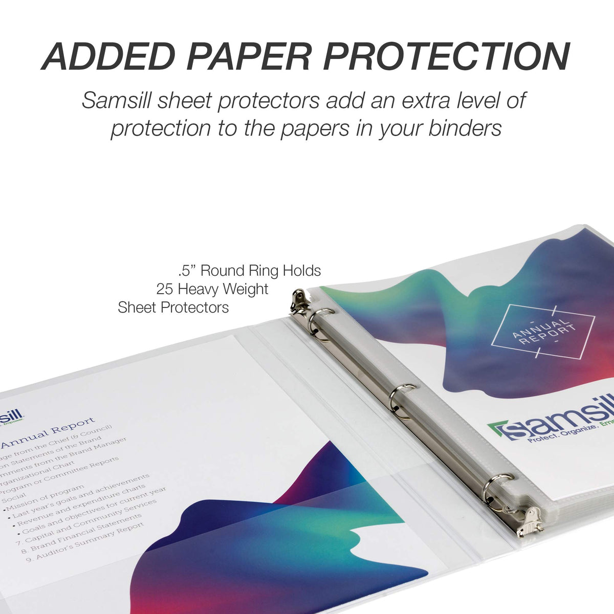 Samsill 24 Pack Durable 0.5 Inch 3 Ring Binders, Round Ring, Clear View Cover for Presentations, White