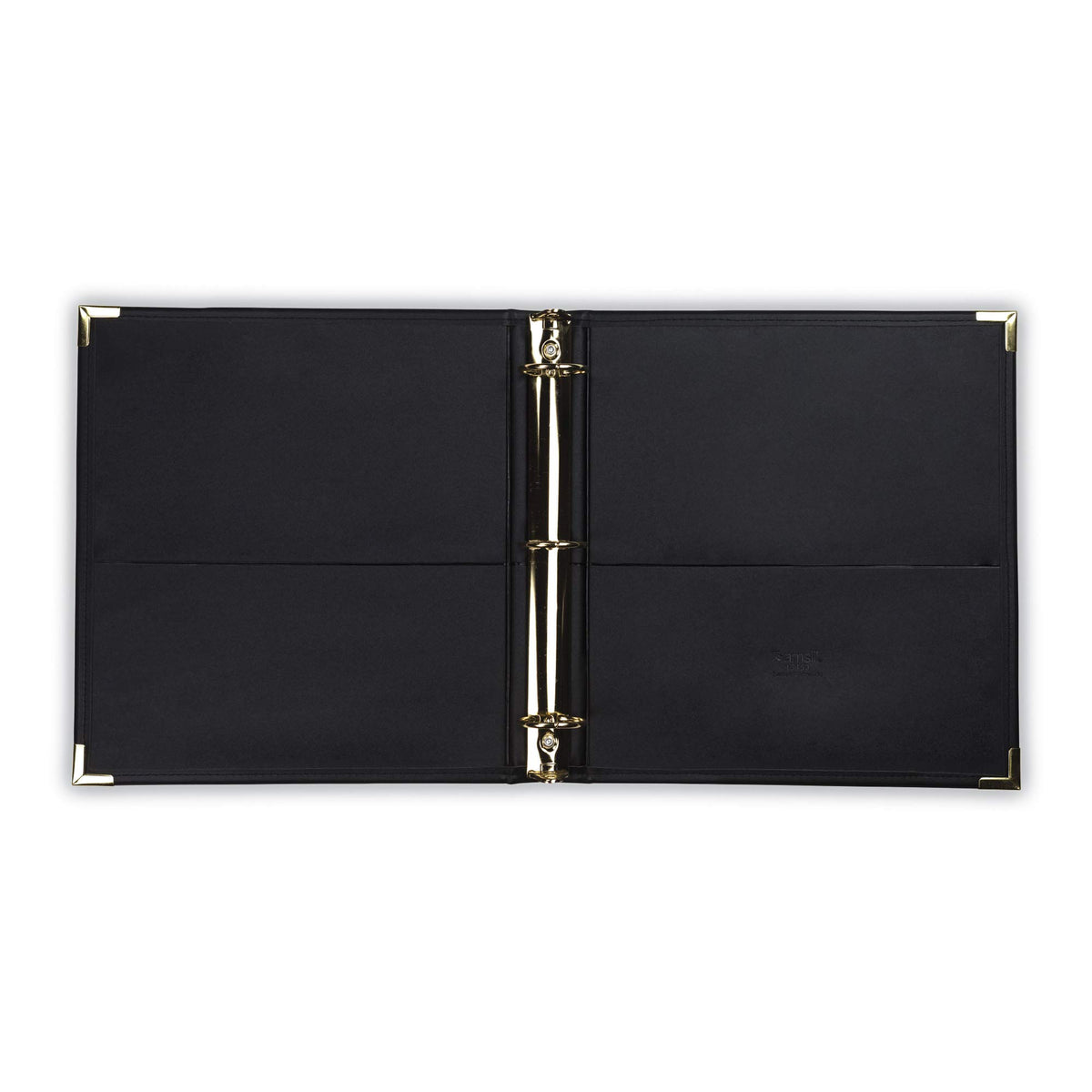 Samsill Classic Collection Leather 3 Ring Binder, Executive Presentation Portfolio, 1.5 Inch (Holds 325 Sheets), Brass Round Ring, Black
