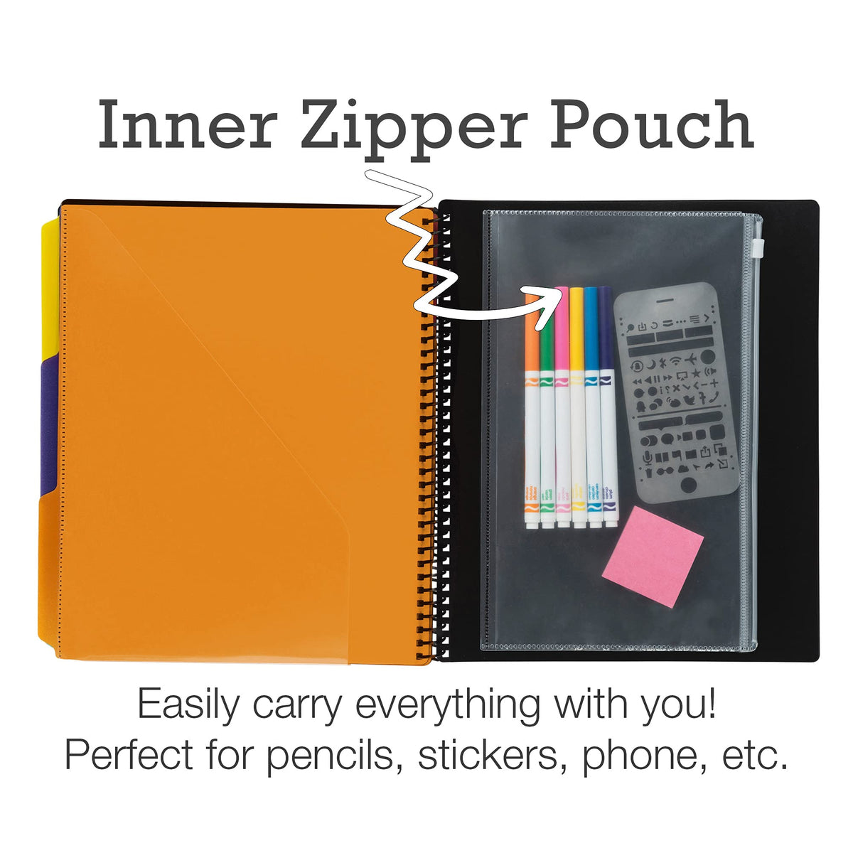 Samsill Spiral Folder Organizer - 12 Dividers & 24 Pockets with Zipper Pouch, Multi Pocket Color Cordinated Folder Binder with Customizable Tabs, Document Organizer (Fashion)