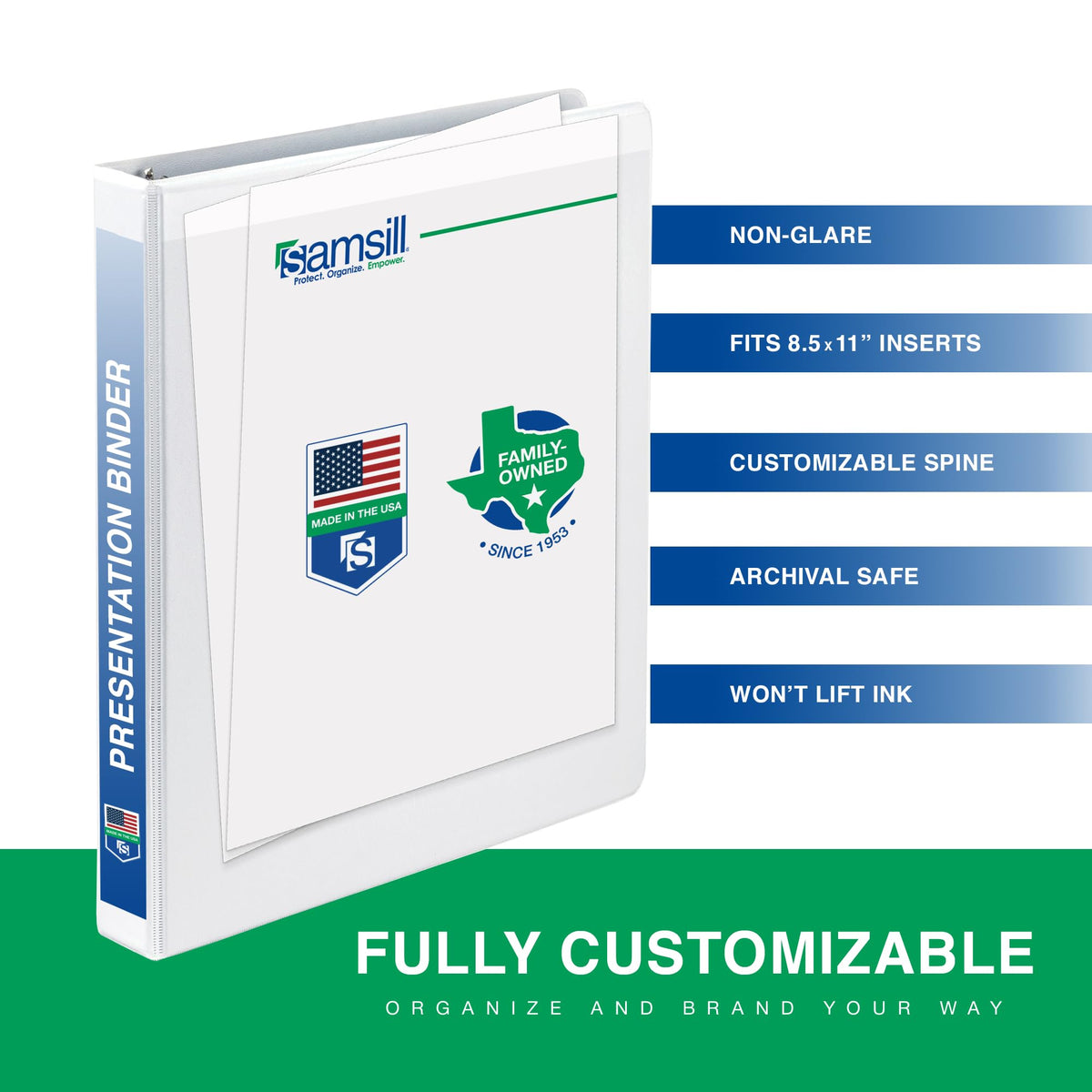 Samsill 3 Inch 3 Ring Binders, Economy Round Ring, Clear View Cover, 550 Sheet Capacity - for School, Home, Office - White, 12 Pack