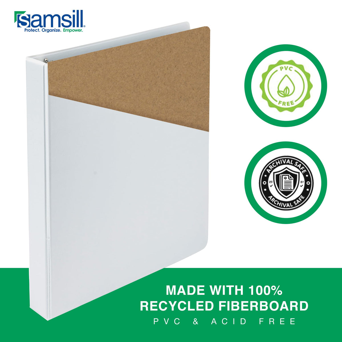 Samsill 0.5 Inch 3 Ring Binder, Made in USA, Economy Round Ring, Clear View Cover, 100 Sheet Capacity - for School, Home, Office -  White, 12 Pack