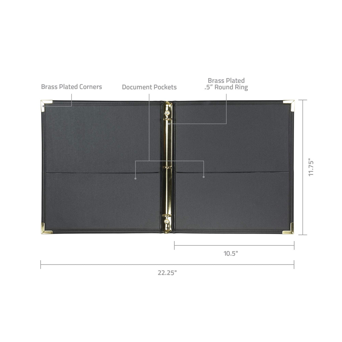 Samsill Classic Collection Leather 3 Ring Binder, Executive Presentation Portfolio, 0.5 Inch (Holds 100 Sheets), Brass Round Ring, Black