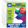 Samsill 50 Pack Heavy Duty Sheet Protectors, Non-Glare, 8.5x11 Inch Page Protectors for 3 Ring Binder, Letter Size Protectors with Reinforced Holes, Non-Glare Protector, Top Loading, Acid Free