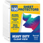 Samsill 100 Pack Heavy Duty Sheet Protectors, Crystal Clear, 8.5x11 Inch Page Protectors for 3 Ring Binder, Letter Size Protectors, Reinforced Holes,  Clear Document Sleeve, Top Loading, Acid Free