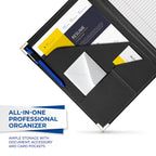 Samsill Classic Collection Business Portfolio - Executive Padfolio for Resume & Document Organizer - 8.5 by 11-Inch Legal Pad, Faux Leather with Brass Corners (Black)